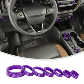 Linskip Aluminum Control Knob Trim Set Compatible with Ford Bronco Sport 2021 2022 2023 2024, Dash Switch Knob Covers for Bronco Sport Interior Accessories(Purple)