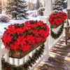 20 Pcs Christmas Poinsettia Flowers Artificial Pine Stems with Pinecone
