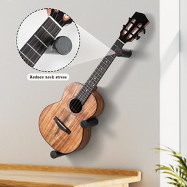 DAZZLIFE Ukulele Horizontal Hangers for Wall Wooden Wall Mount (Black)