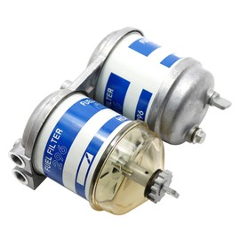 Saihisday Tractor Fuel Filter CAV Style Dual Double Style Assembly Replacement for Ford Tractor Models 2000 2600 3000 3600 Compatible With New Holland NH Universal With Bowl