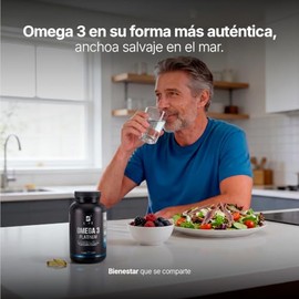 Omega 3 Aceite de Anchoa Salvaje con 180 Cápsulas de 1000 mg. Libre de Metales Pesados. Ingredientes Naturales. Omega 3 Platinum B Life.