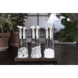 CrushGrind Salt and Pepper Mill Tray - Holder - Tabletopper (Walnut, 2 spots)