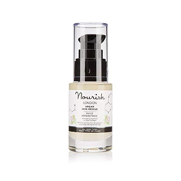 Nourish London Argan Daily Glow & Hydrate Skin Rescue 30 ml Anti-Ageing Increases Collagen Contains Vitamin C 100% Vegan Cruelty Free For All Skin Types