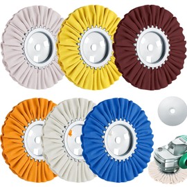 Amylove 7 Pcs 8" Airway Buffing Wheel Kit in Diameter 5/8" in Arbor Hole, Metal Aluminum Wheel Polishing, Aluminum Metal Polishing for Angle Grinder Mirror Finish Multiple Grit