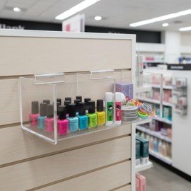 Marketing Holders 2 Pack Slatwall Clear Acrylic 2 Section Organizer Bin 8" Divided Hanging Storage Tray for Retail Merchandise and Supplies