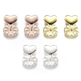 SUJEBKC 3 Pairs of Ear Lobe Holders, Ear Lobe Closure, Adjustable Hypoallergenic Earring Holder, for Ear Lobe Holders, silver