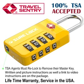 SURE LOCK Candados de Equipaje de Viaje Aprobados Por Tsa, Candado de Combinación de Alerta Abierta para Taquilla de Escuela, Oficina Y Gimnasio, Caja de Herramientas, Estuche Pelican, Diales de Fácil