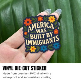 (3Pcs-3") America was Built by Immigrants Sticker No One is Illegal Human Rights Waterproof Die-Cut Vinyl Sticker for Laptop Water Bottle Hard Hat Cars Bumpers Decal Gift for Her Him 3 Inches