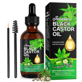 Aceite de ricino negro jamaicano, aceite de ricino orgánico 100% puro prensado en frío, aceite esencial antienvejecimiento para masajes, aceite para el crecimiento y regeneración del cabello,