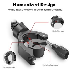 Bike Motorcycle Handlebar/Seatpost/Pole Clamp Mount with 360°Rotation Compatible with GoPro 13 12 11 10 9 Action Cameras, DJI Osmo Pocket 3, Insta360 X4 X3 X2 for Bicycling, Motocross, Mountain Biking