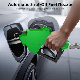1'' NPT Automatic Fuel Nozzle with Fuel Hose Swivel & Hook, Auto Shut-Off Aluminum Alloy Diesel Nozzle Max Flow Rate 30 GPM, 19/16" (OD=30mm) Spout for Diesel, Gasoline, Biodies