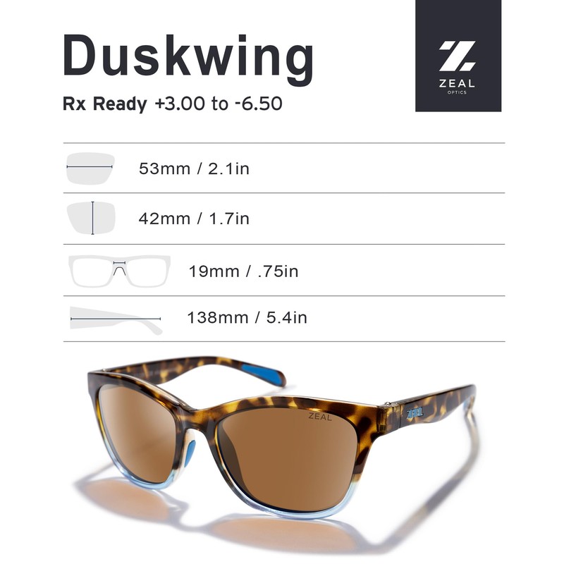 Zeal Optics Duskwing Classic Polarized Sunglasses, Tortoise Sky/Copper, Small