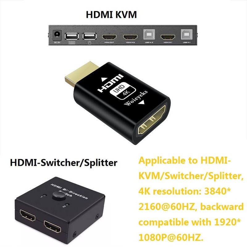 Woieyeks 4K HDMI EDID Emulator Passthrough Adapter,Female Port Connected to