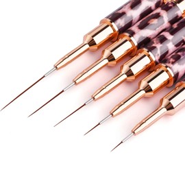 5 pcs Leopard Brushes Set,Double-Ended Acrylic Nail Art Brushes Liner Detail Thin Brushes for Drawing Design Brushes Gel Builder Brushes 3D Nail Art Tools for Salon DIY Manicure Nail Art Tool Kit