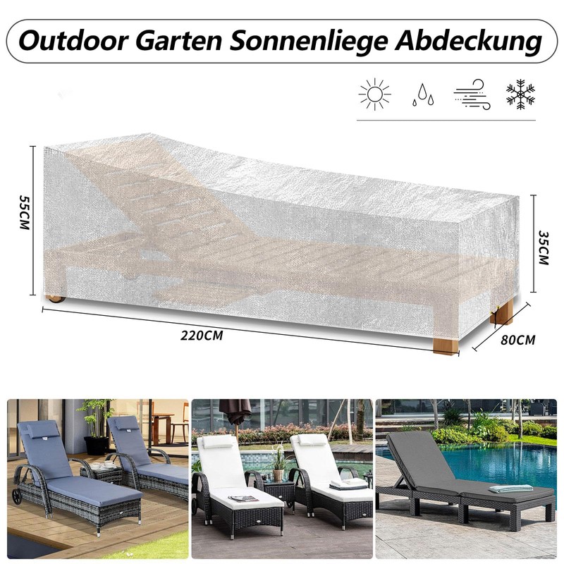 PATIO PLUS Copertura Lettino Parasole Impermeabile Tessuto Polietilene per Esterni