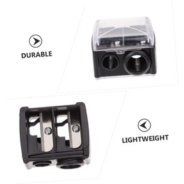 Baluue 4pcs Dual Eyebrow Pencil Sharpener for Lipstick and Eyeliner Compact and Portable Makeup Tool for Women Black Random Lid Color