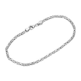 NKlaus 19 cm Byzantine Chain Bracelet 925 Silver 4 Way Diamond-Coated 2 mm Wide Bangle 16169, Sterling Silver