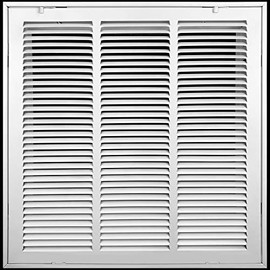 18"W x 18"H [Duct Opening Measurements] Steel Return Air Filter Grille [Fixed Hinged] for 1-inch Filters, Vent Cover Grill for Sidewall and Ceiling, White, Outer Dimensions: 20 5/8"W X 20 5/8"H