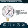 MEASUREMAN Lead-Free Pressure Gauge, 2-1/2inch Dial, Glycerin Filled, 0-60psi/kpa, Stainless
