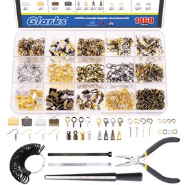 GLARKS 950Pcs Jewelry Making Supplies Kit with Jewelry Making Tools, Jewelry Pliers, Beading Wires, Jewelry Findings and Measuring Tools for DIY Earring Necklace Craft Jewelry Repair (1465pcs)