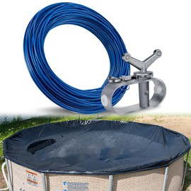 131ft Pool Cover Cable and Winch Kit Pool Covers for Above Ground Pools 10x16 Pool Cover Cable for Securing Above Ground Swimming Pool Covers(Blue)