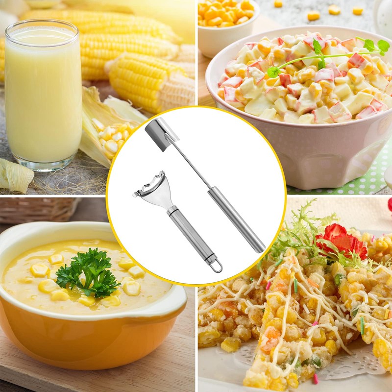 2 Pcs Corn Peeler Set with Long & Short Handle