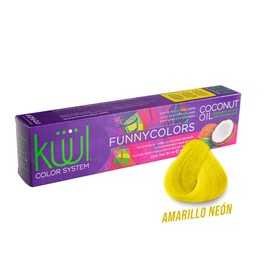KÜÜL - Color System Funny Colors Tinte Semipermanente Cabello Color Amarillo Neón 90 ml, con Aceite de Coco, Filtro UV y Colágeno, Prolonga Intensidad del Color, Aporta Hidratación, Brillo y Sedosidad