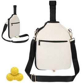 Pickleball Paddle Bag for Women – Lightweight Pickleball Sling Bag with Zipper Pocket & Hanging Hook – Stylish Quilted Crossbody Tote – Fits All Paddles – Ideal Pickleball Gifts for Women