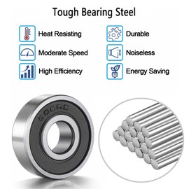 YAMASO 20 Pcs 608 2RS Ball Bearings – Bearing Steel and Double Rubber Sealed Miniature Deep Groove Ball Bearings (8mm x 22mm x 7mm)
