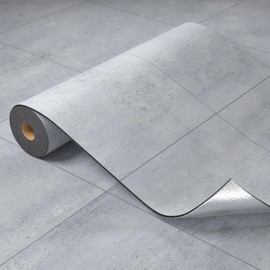 Oxdigi Vinyl Floor Tiles Peel and Stick 23"x 118"/19 Sq.Ft, Thicken Self Adhesive Vinyl Flooring Roll Marble Pattern Waterproof DIY Floor Coverings for Bathroom Living Room Kitchen, Gray Marble