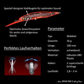Wobbler Sparrow 100SP Deep in Colour E 10 cm Bait for Fishing for Perch Zander Pike & Co