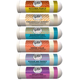 Wild Essentials Cheerful 6 Aromatherapy Nasal Inhaler Multi Pack Made with 100% Natural, Therapeutic Grade Essential Oils to Keep You Happy and uplifted