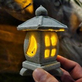 Daisylily Japanese Pagoda LED Lamp Statue Figurine, LED Lantern Pagoda Statue Figurines for Home Table Decor - Style B