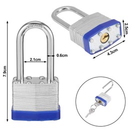 Smilcloud 2 Pack Padlocks with Keys, Long Shackle Padlocks Heavy Duty Key Padlock Weatherproof Locks for Storage Units, Gym Locker, Shed, Garage, Fence