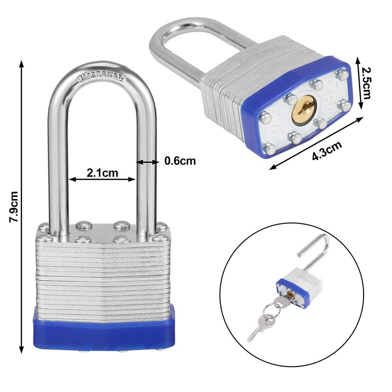 Smilcloud 2 Pack Padlocks with Keys, Long Shackle Padlocks Heavy