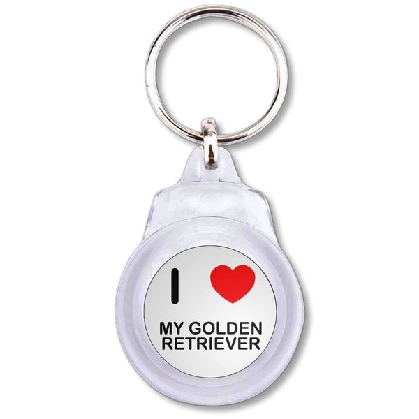 BadgeBeast.co.uk I Love My Golden Retriever - Round Plastic Key