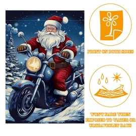Garden Flag Nice Santa Rides Motorcycle Double Sided Garden Banner 12x18 inches Polyester Flag for Yard Outdoor Lawn Decorative Welcome Home Holiday Flag