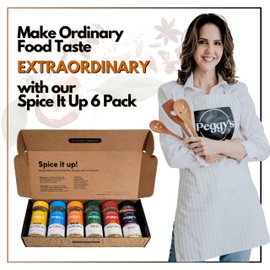 My Secrets Peggy’s Food Spice It Up Pack Seasoning Jars Set of 6 – Ultimate Kitchen Set for Grilling Roasting or Baking – Set Gift Box – Complete Culinary Spice Kit