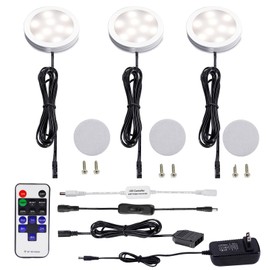 AIBOO Dimmable LED Under Cabinet Lights 3 Lamps Kit with RF Remote Control for Home Kitchen Counter Lighting (Natural White)