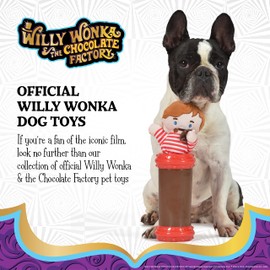Willy Wonka Augustus Gloop Plush - Multisensory Pet Toy with Squeaky Textured Tube | Luxury Plush Dog Toy, Trendy Gift for Pets