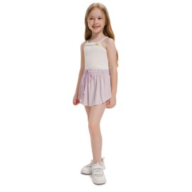 Girls 3 Pack Butterfly Shorts Flowy Athletic 2 in 1 Tennis Cheer Skirt Dance Running Preppy Clothes 110 Purple Yellow Pink