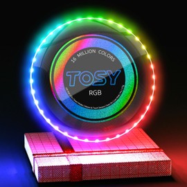 TOSY Flying Disc - 16 Million Colors RGB, Extremely Bright, Smart Modes, Camping Essentials for Teens/Kids/Adult/Men/Boys/Girls, Auto Light Up,Rechargeable, Waterproof, 175g