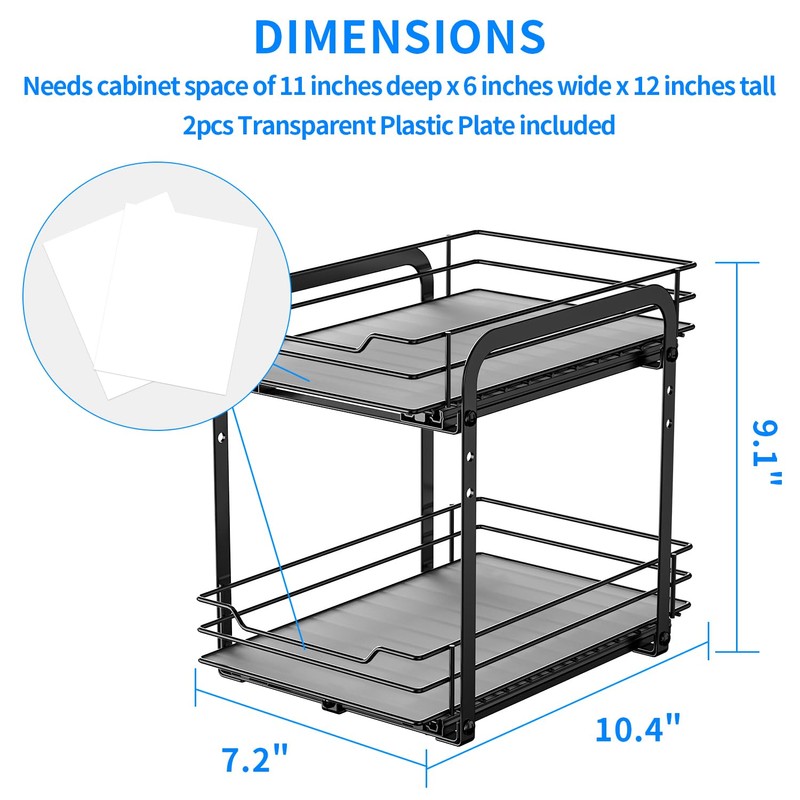 RCHYFEED Spice Rack, 2 Tier Pull out Cabinet Spice Organizer,