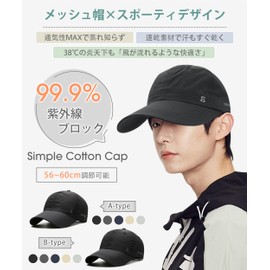 MOWO Men's Mesh Cap, UV Shielding Rate Over 99.9%, Cool, Cool & Cool, UV Protection, Summer, UV Protection, Sun Protection, Breathable, Quick Drying, Unisex, Adjustable, Running, Golf, Fishing, Sports