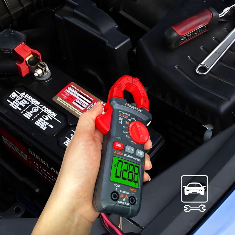 FNNEMGE Digital Current Clamp Multimeter DC/AC 0-600A Real RMS 6000