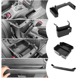 Upgraded 4 Pcs Center Console Organizer Combo Kit Interior Accessories Storage Box Para for 2018 2019 2020 2021 2022 2023 Jeep Wrangler JL JLU and Jeep Gladiator JT JTU,Gear Shift Tray Organizer