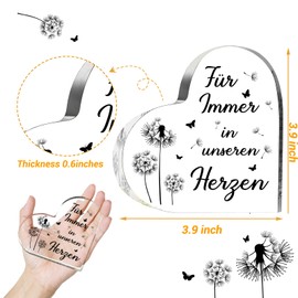 Hiipeefeel Trauergeschenk für Hinterbliebene, Herzförmiges Acryl Heimat Dekoration, Gedenkgeschenk, Beileidsgeschenke, Kondolenz Verstorbene, Trost Geschenke für Verstorbene Lieblingsmensch