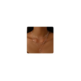 Silver Layered Necklaces for Women Silver Necklace for Women Dainty Necklaces for Women Circle Pendant Chaine En Argent pour Femme