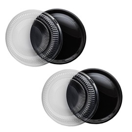 Party Essentials Hard Plastic Tray With Clear Dome Lids, 16", Black