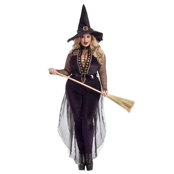 Party King Women's Plus Size Midnight Violet Witch Costume, Purple, 4X